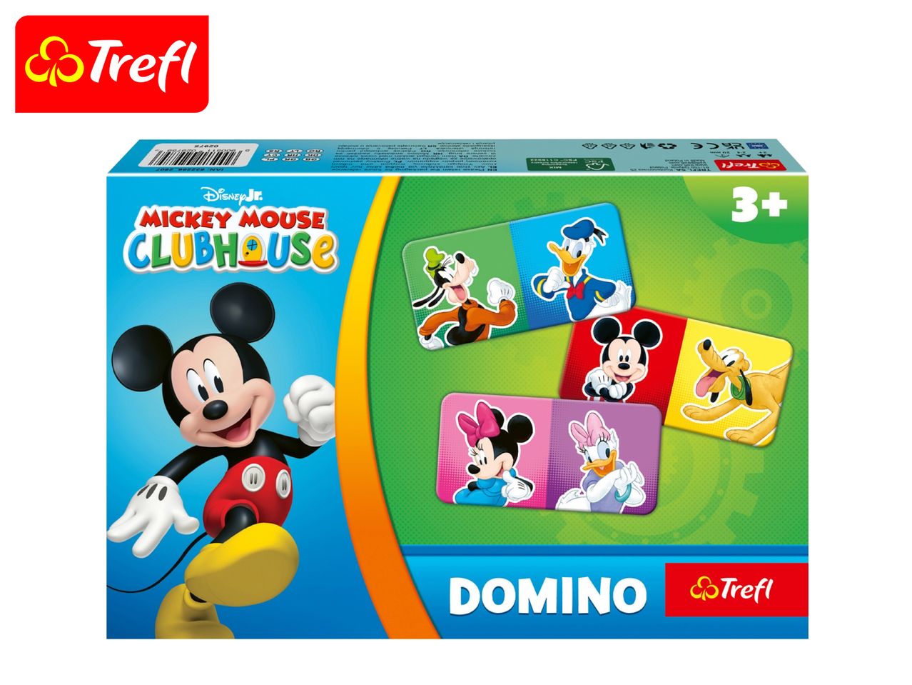 Mickey Mouse Clubhouse dominoes game for ages 3+, featuring Disney characters.