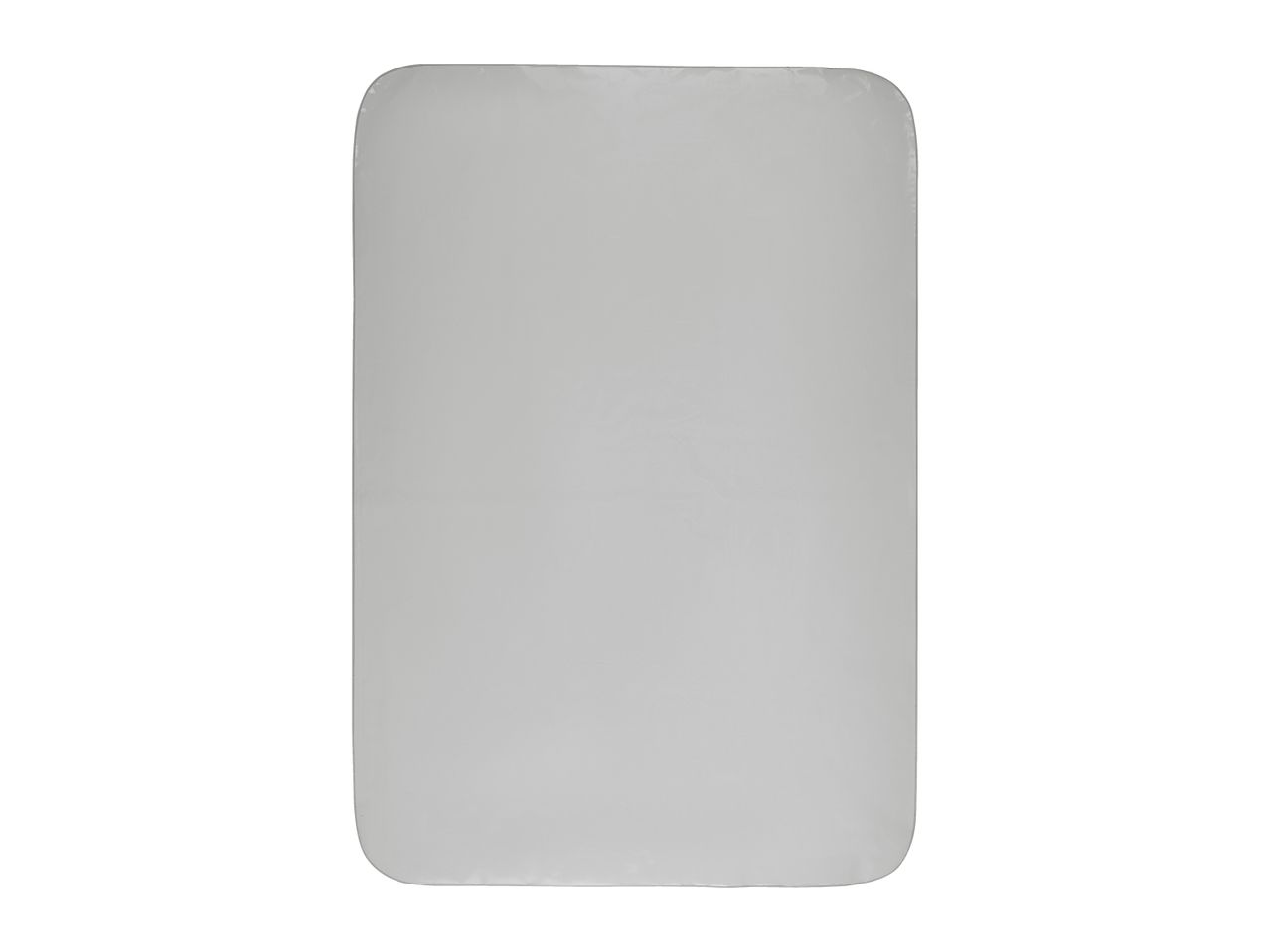 Light grey rectangular mattress protector with rounded corners