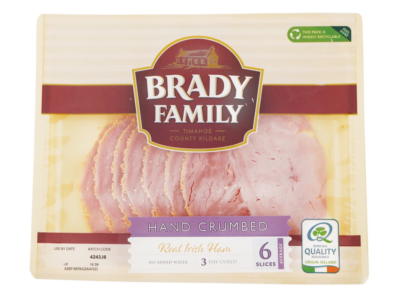 Brady Family Hand Crumbed Real Irish Ham, 6 slices.