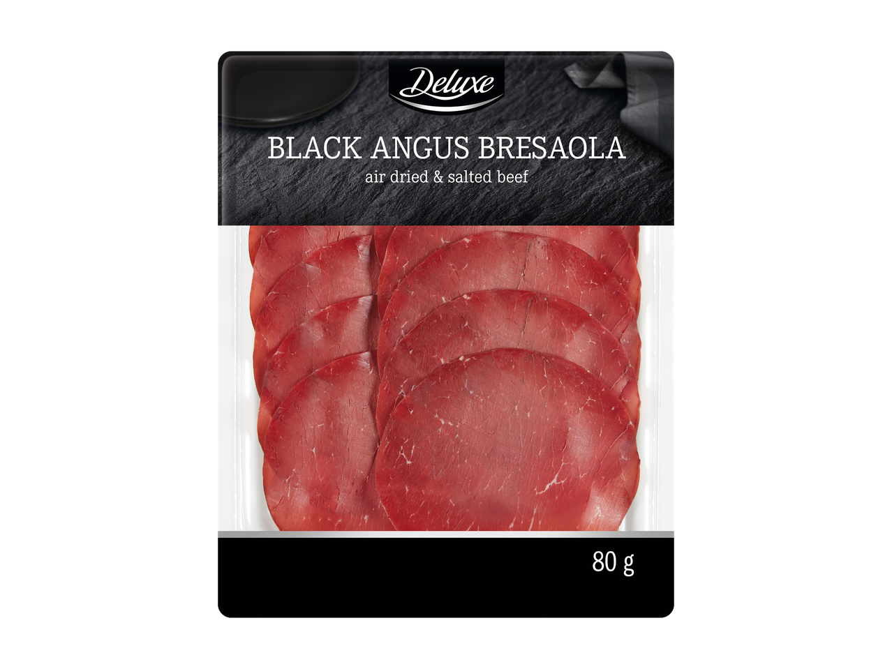 Deluxe Black Angus Bresaola plakjes, luchtgedroogd & gezouten rundvlees.