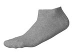 Single grey ankle sock, shown from the side, with a ribbed texture.