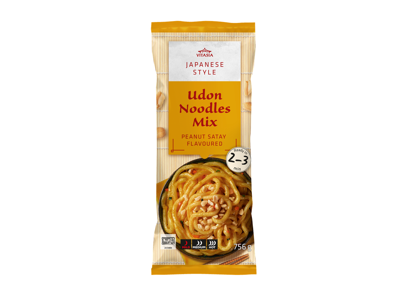 Vitasia Udon Noodles Mix met pindasatésmaak, Japanse stijl, 756g verpakking