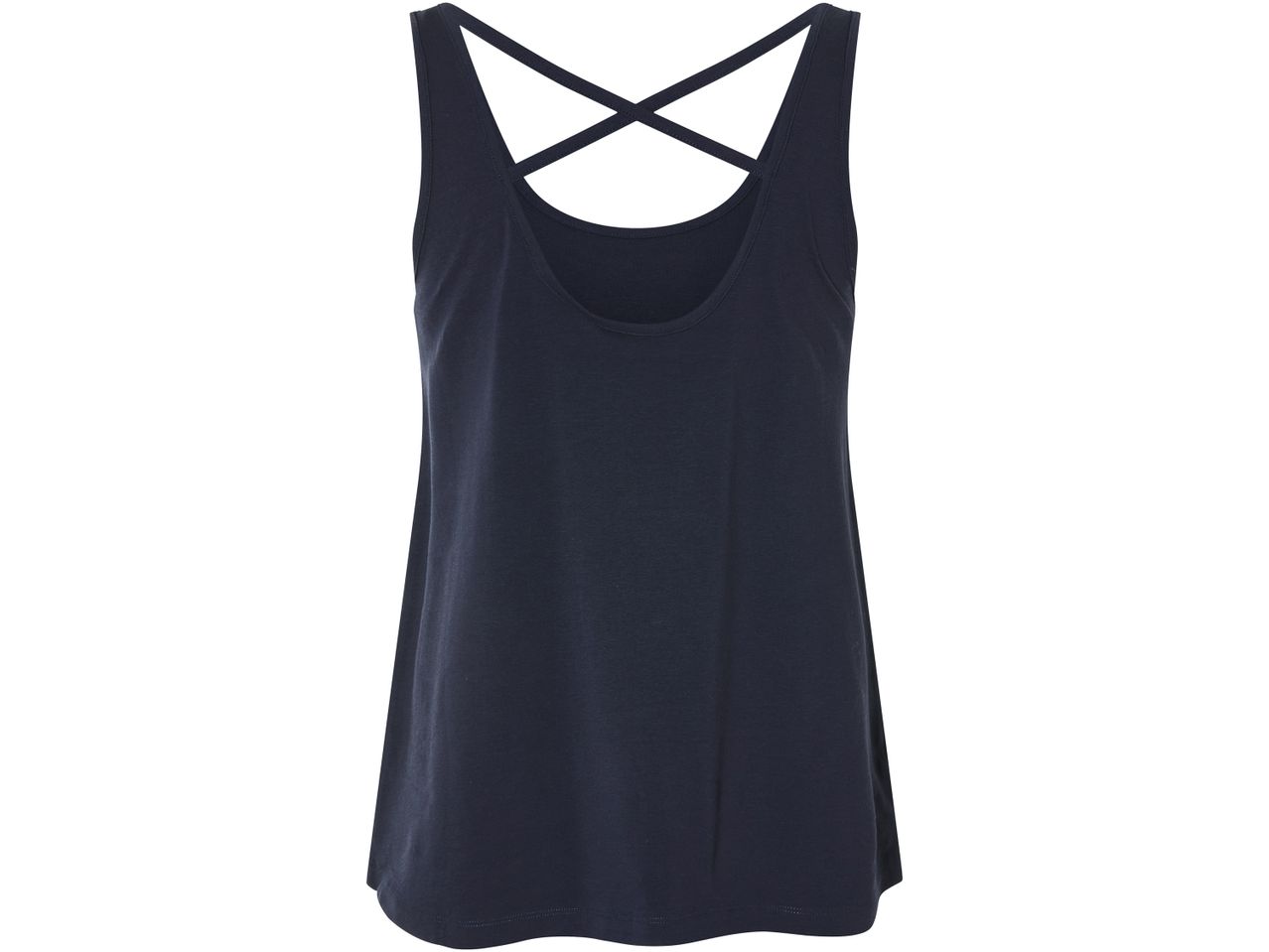 Navy blue criss-cross back tank top dress.