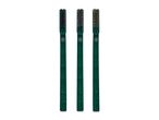Three green cleaning brushes with different bristle types.