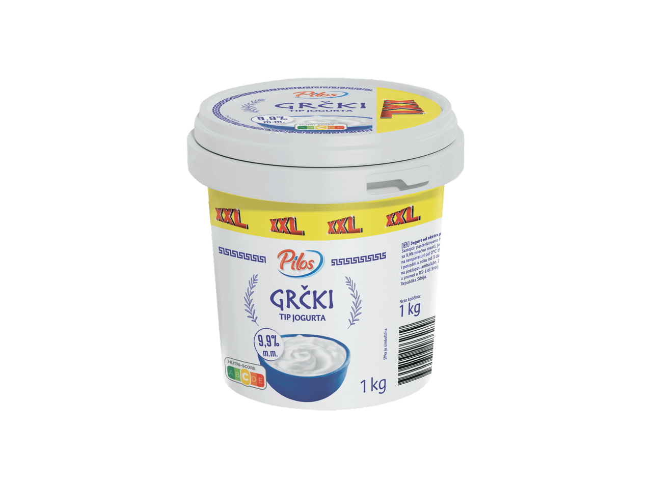 Grčki tip jogurta sa 9,9% mlečne masti, pakovanje od 1 kg.