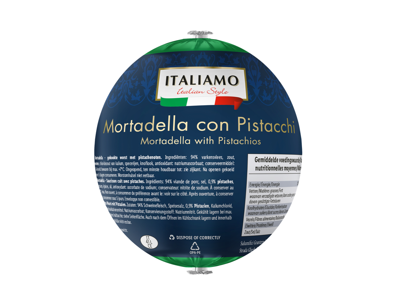 ITALIAMO Mortadella met pistaches.