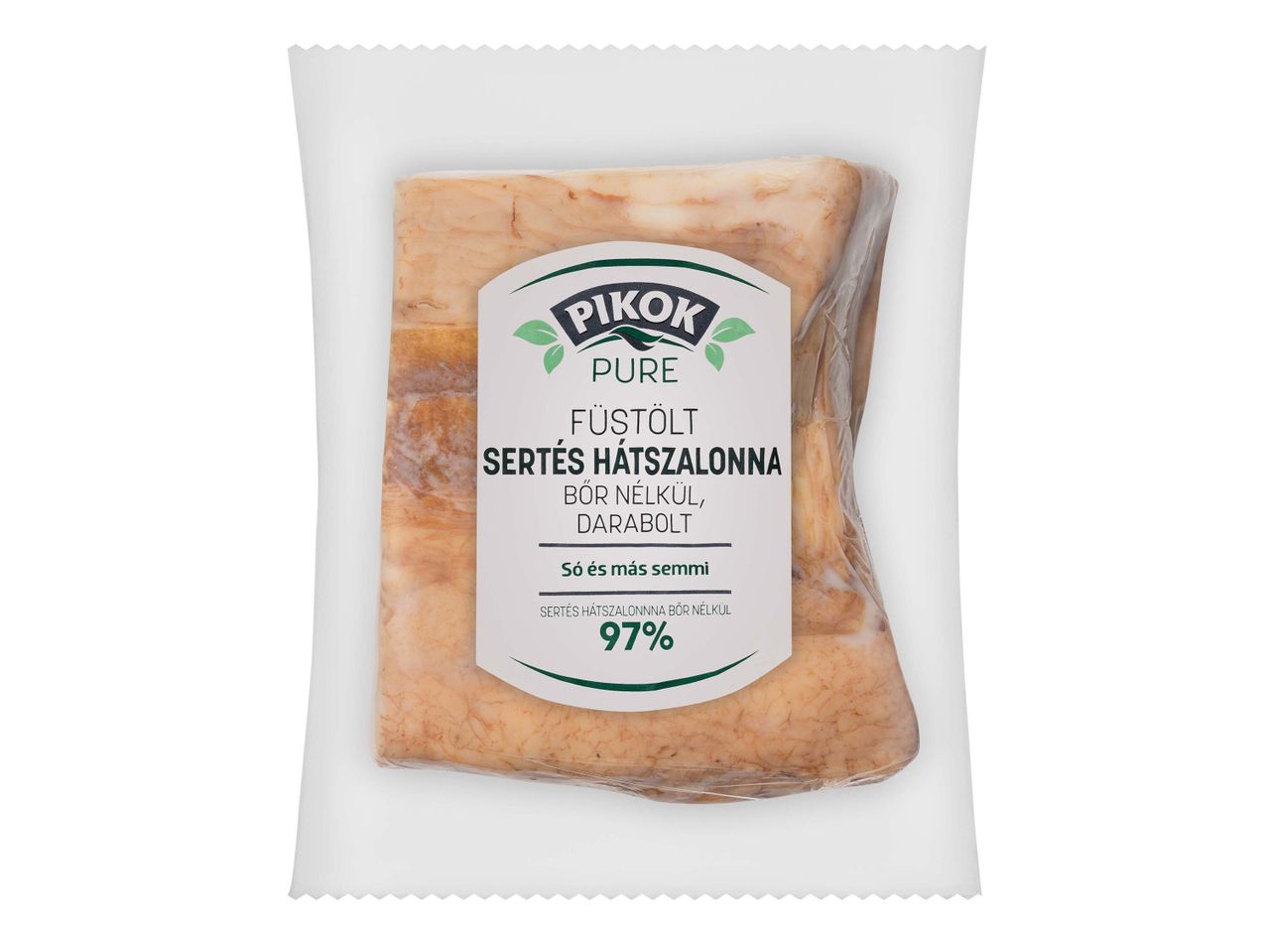 Pikok Pure: füstölt sertés hasaalja, 97%.