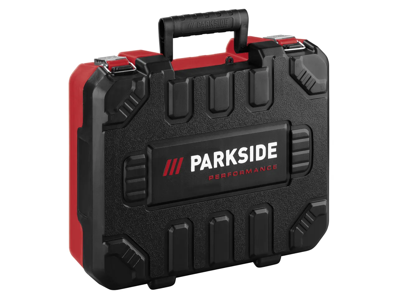 Black and red tool case with a handle and the brand name 'PARKSIDE PERFORMANCE'.