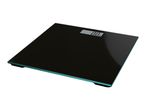 Black digital bathroom scale displaying 0.0 kg