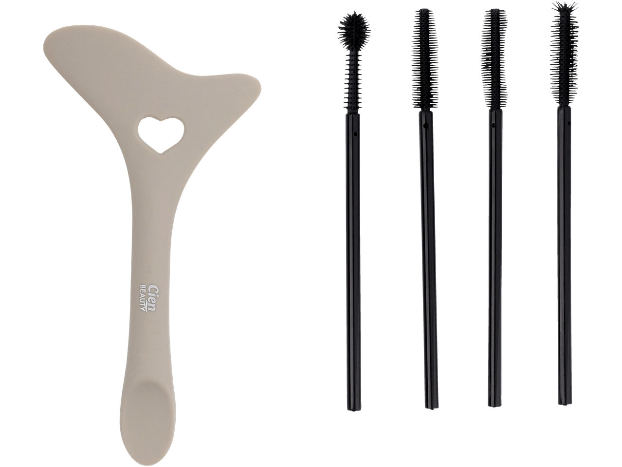 Cien Beauty: spatulă pentru față și patru perii de mascara.