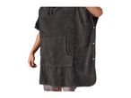 Dark grey hooded changing robe with a front pocket and side buttons.