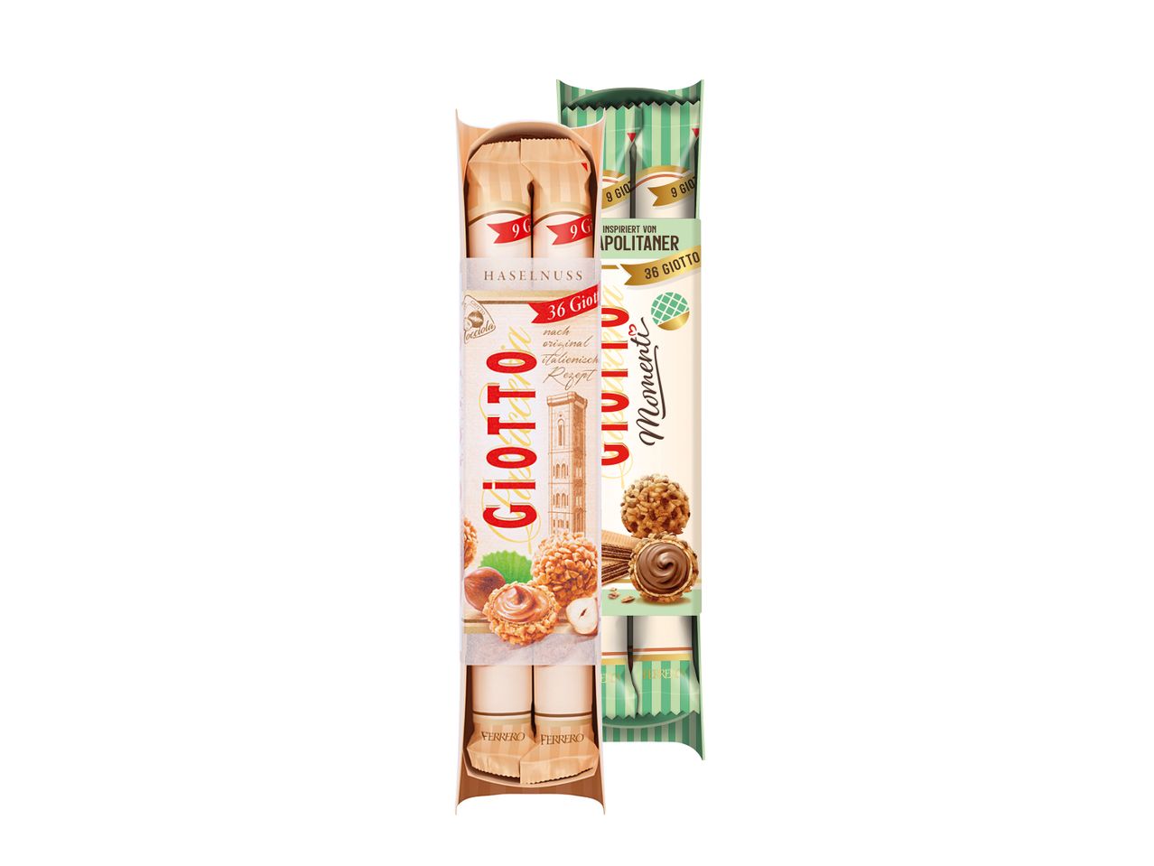 Zwei Päckchen Ferrero Giotto Haselnuss und Napolitaner.
