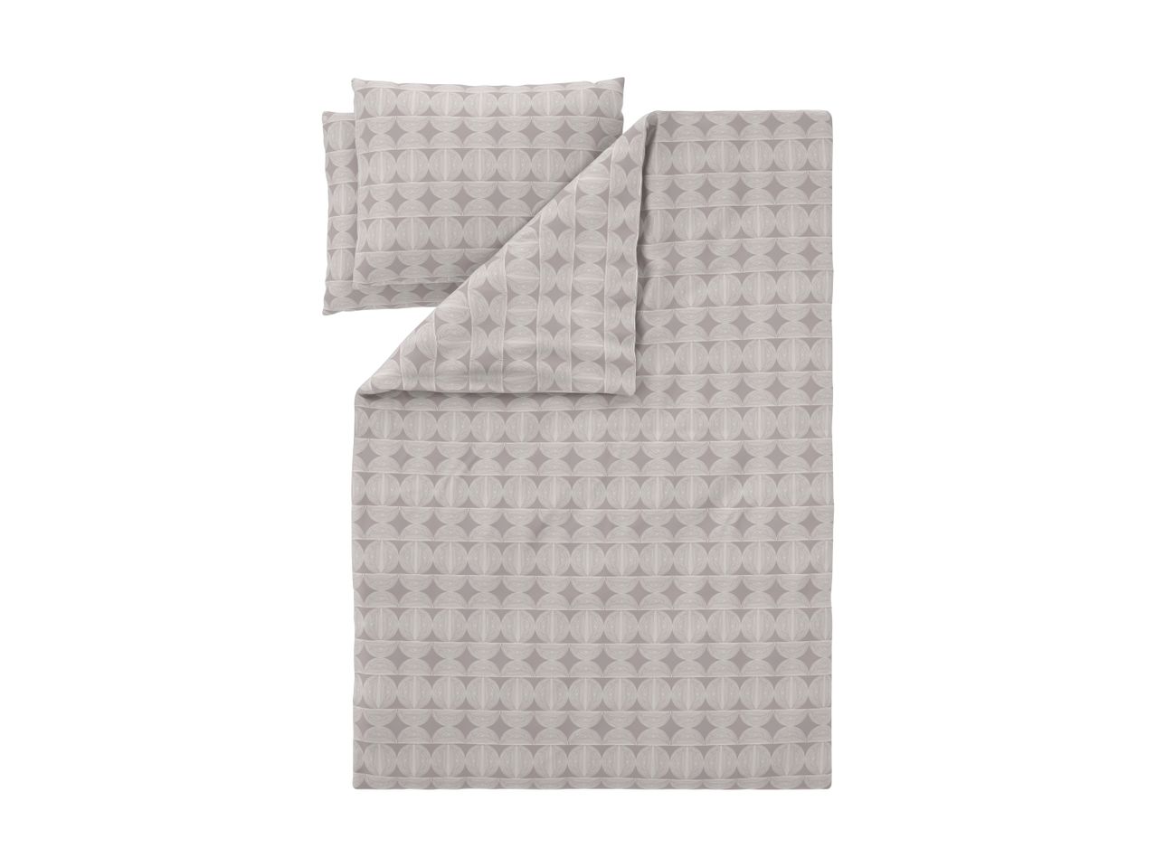 Duvet cover set with geometric pattern in light grey and white