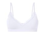 White ribbed bralette with delicate lace trim