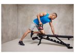 Workout with 10kg kettlebell and adjustable bench.
