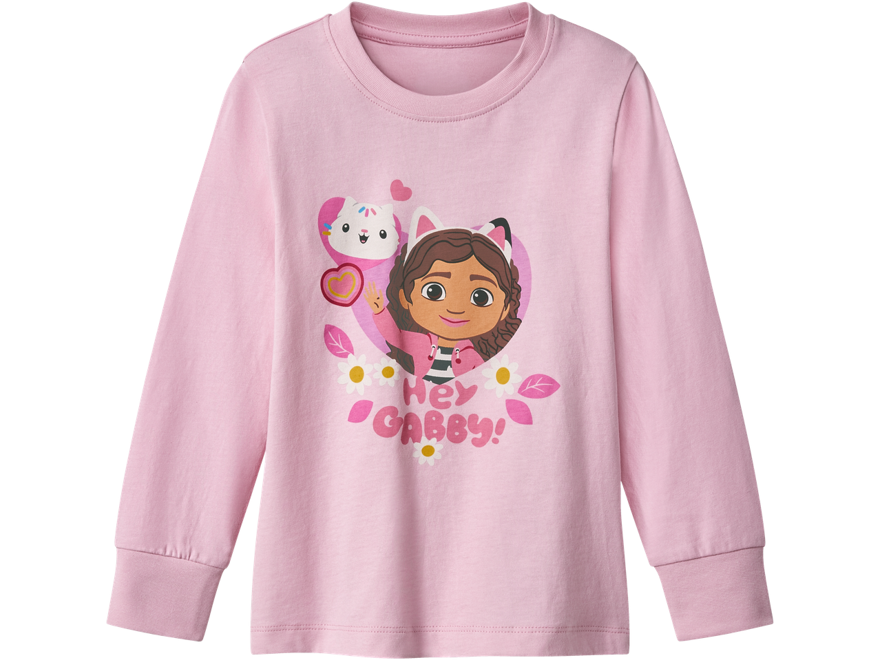 Rosa Gabby's Dollhouse långärmad pyjamas för småbarn med karaktärstryck.