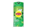 Groene ijsthee in een groene verpakking met de tekst 'LOW IN SUGAR' en voedingsinformatie.