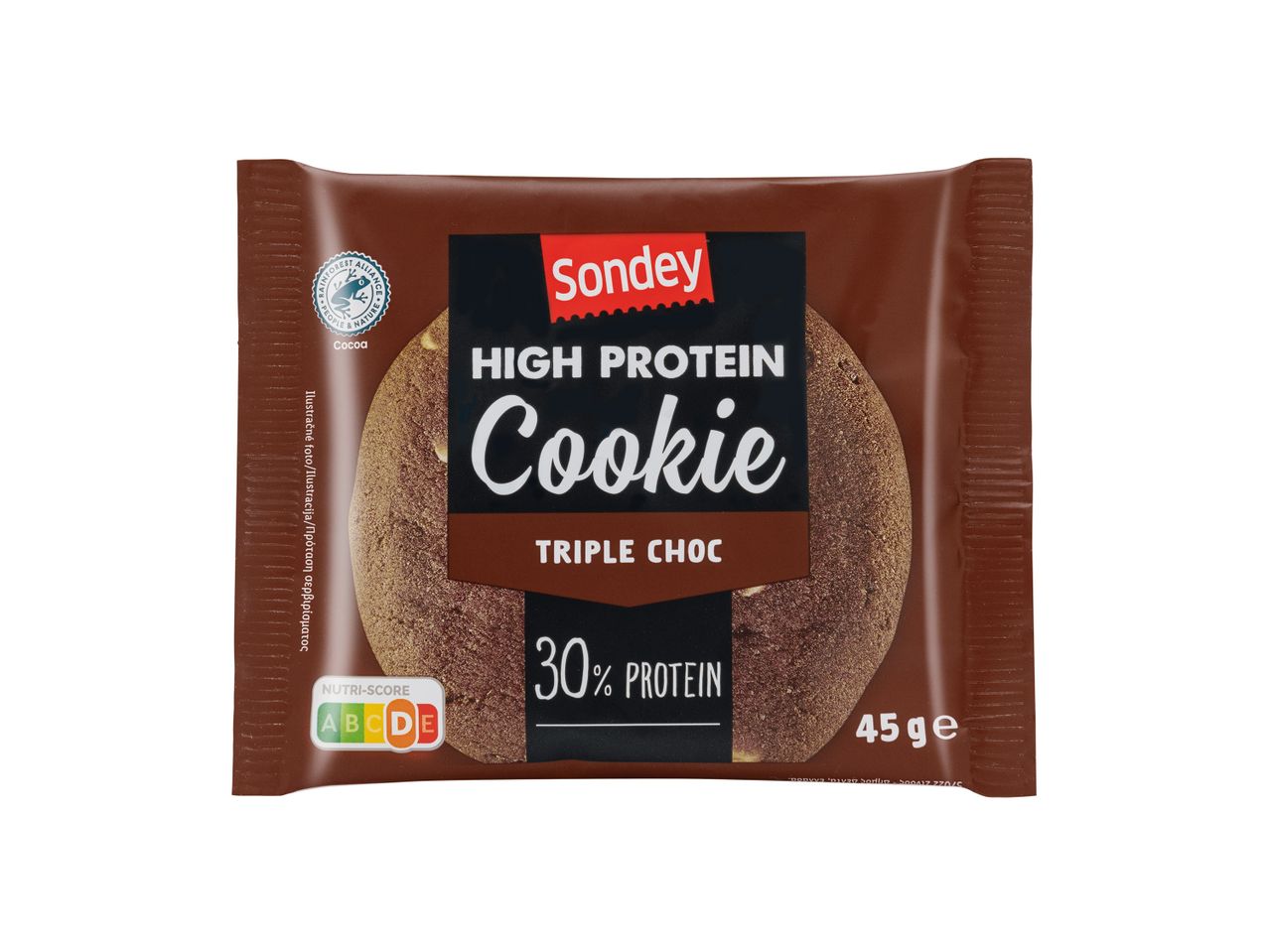 Συσκευασία μπισκότου Sondey High Protein Triple Choc