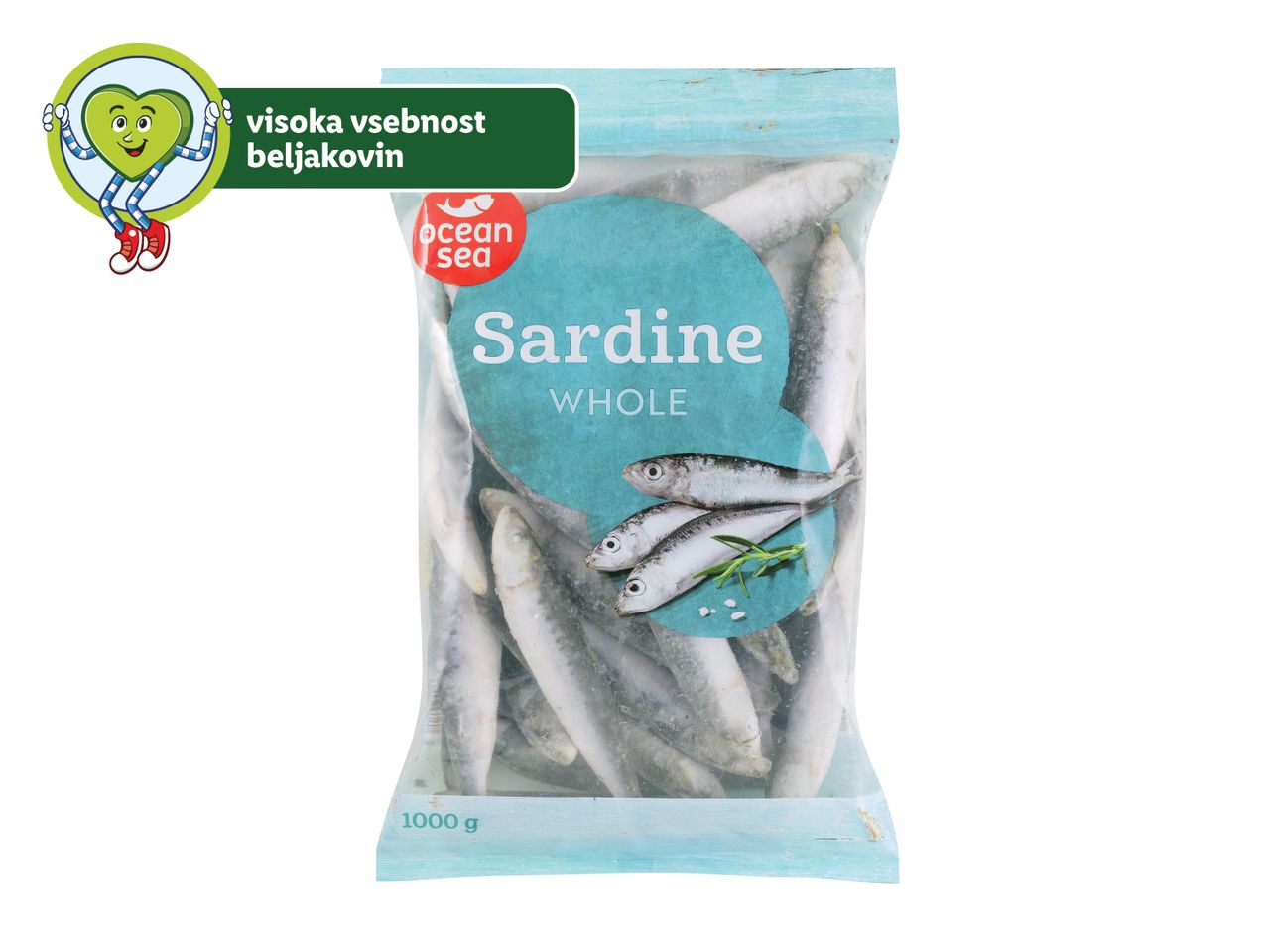 Zamrznjene sardine Ocean Sea: cele, 1000 g.