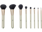 Conjunto de 8 pincéis de maquilhagem Cien Beauty com cabos verde claro e ponteiras douradas.