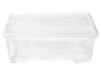 W5 Storage Box with Lid, clear rectangular plastic container