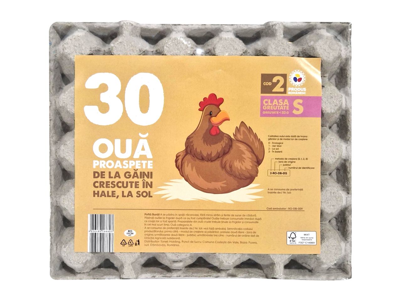 Ouă Quá, 30 bucăți, în cutie de carton.