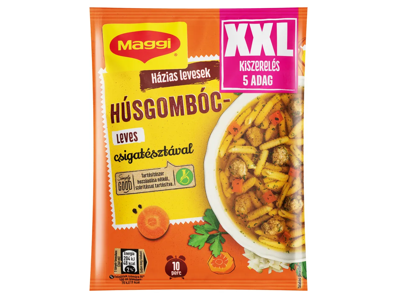 Maggi XXL húsos gombócleves tésztával: 5 adag.