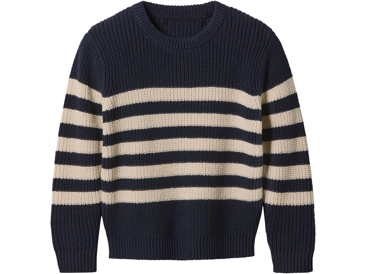 Lupilu® triibuline kootud kampsun tumesinise ja beežiga