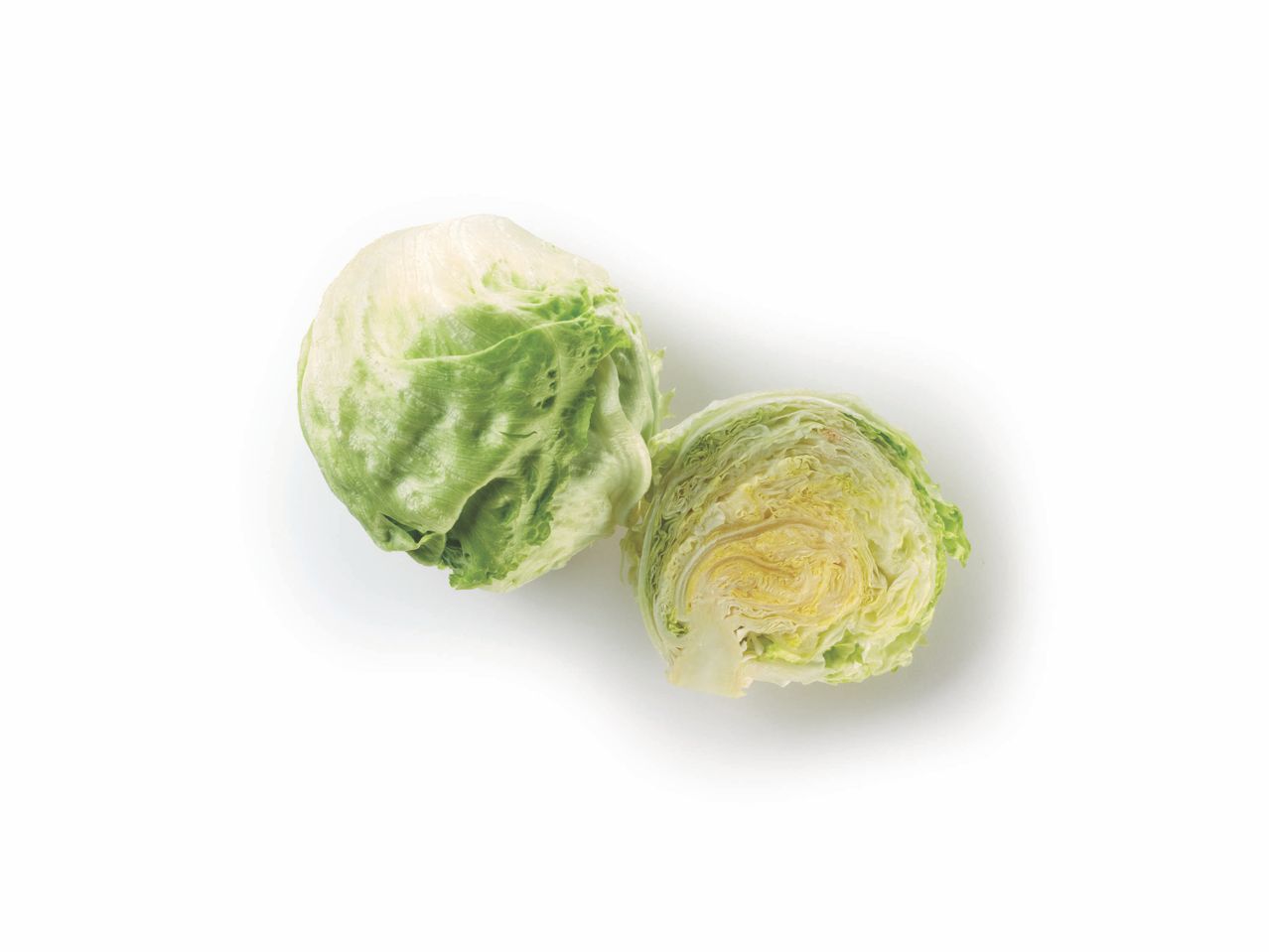 Two halved Brussels sprouts.