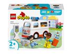 Toy ambulance and driver set with 19 pieces for ages 2+, promoting logical thinking and self-expression.