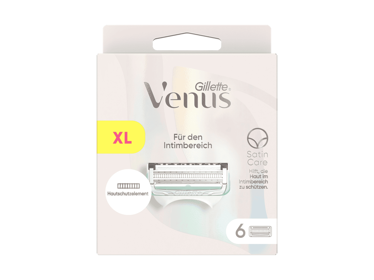 Gillette Venus XL Satin Care Rasierklingen für den Intimbereich.