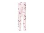 Pink children's leggings with a purple unicorn pattern