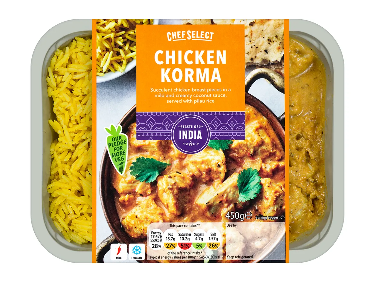 Chef Select Chicken Korma: chicken curry with pilau rice.