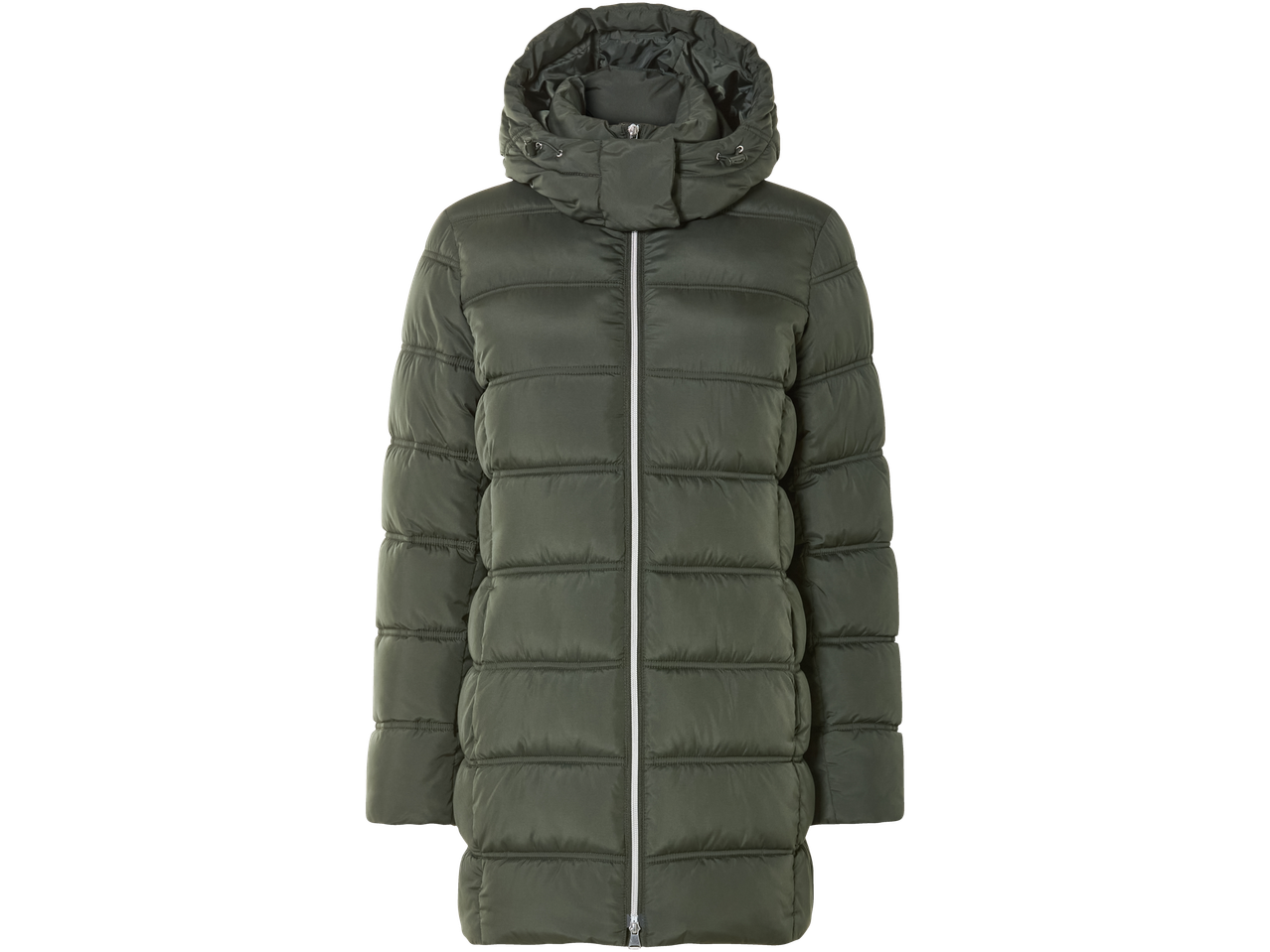 esmara® moteriškas šiltas dygsniuotas paltas tamsiai žalios spalvos su gobtuvu ir užtrauktuku