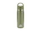 Olive green insulated stainless steel water bottle with a flip-top lid and carrying handle.