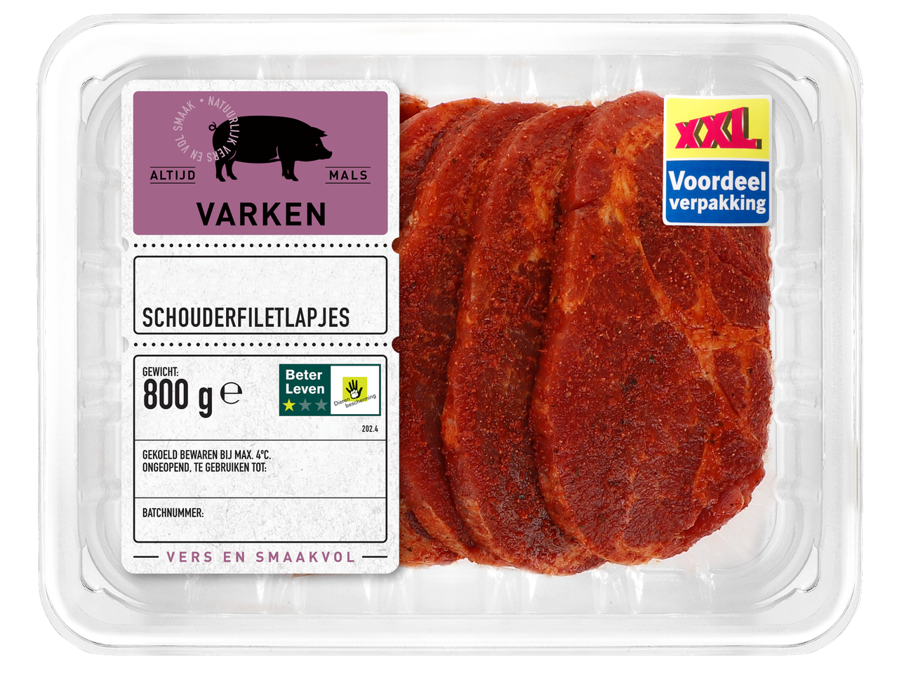 Gemarineerde varkens schouderfilets, XXL verpakking.