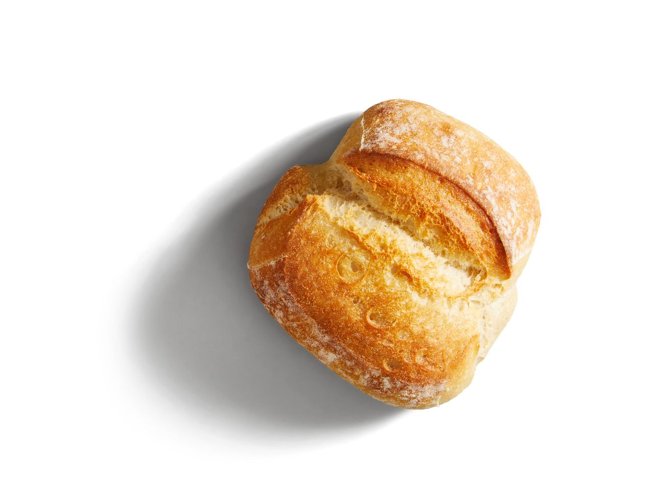 SP Bauernbrötchen, ein einzelnes rustikales Brötchen mit goldener Kruste.