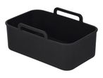 Black silicone air fryer basket with handles