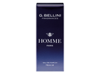 Тъмносиня кутия с парфюм за мъже, с надпис 'HOMME PARIS' и пчела.
