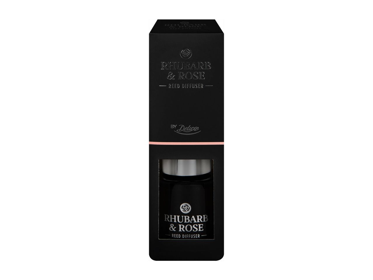 Deluxe Rhubarb & Rose reed diffuser: rhubarb and rose scent.