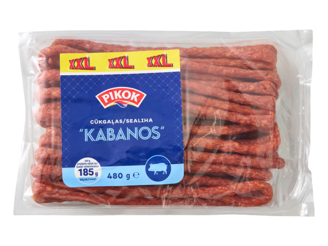 Pikok Kabanos cūkgaļas desas XXL iepakojumā, 480g