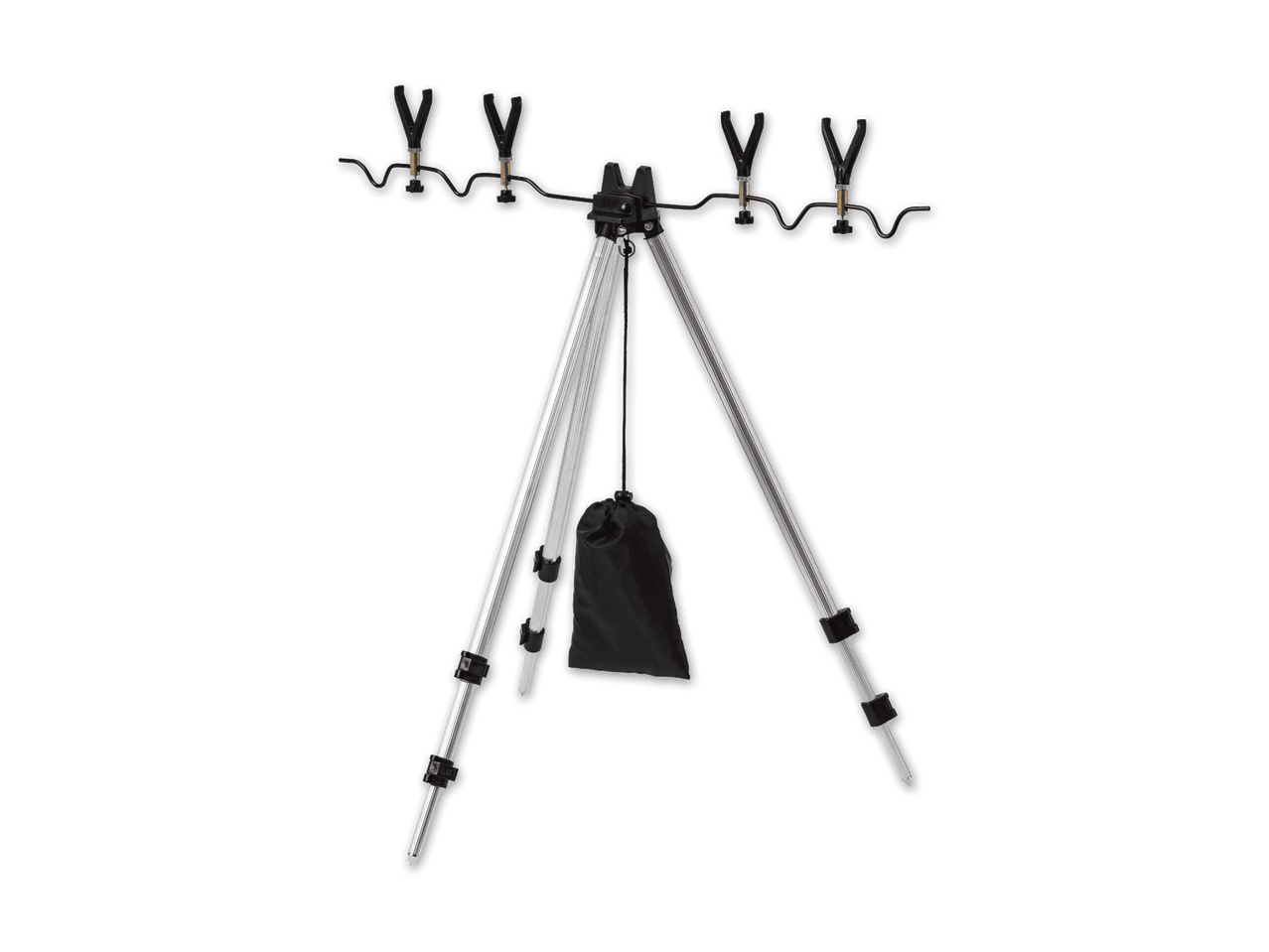 Angelrutenständer mit drei Beinen und vier Rutenhaltern