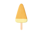 Gelado premium Gelatelli no palito com dois sabores: laranja e amarelo.
