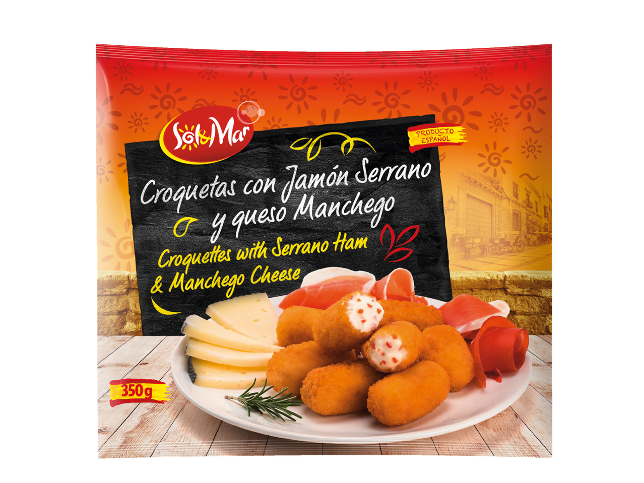 Sol&Mar kroketten met Serrano ham & Manchego kaas.