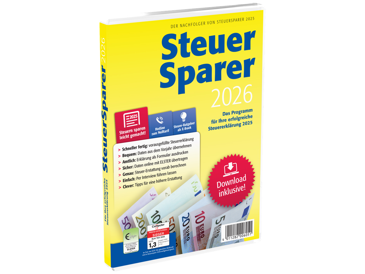 Steuersparer 2026 Steuersoftware für die Steuererklärung, mit Funktionen und Testbewertungen.
