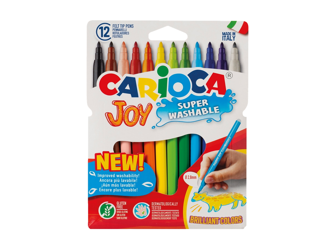 Markere Carioca Joy Super Lavabile, 12 culori.