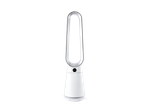 White bladeless tower fan with a digital display showing '020' and control buttons.