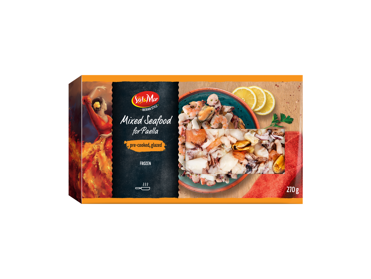 Sol&Mar marisco misto para paella, pré-cozinhado e glaciado, 270g