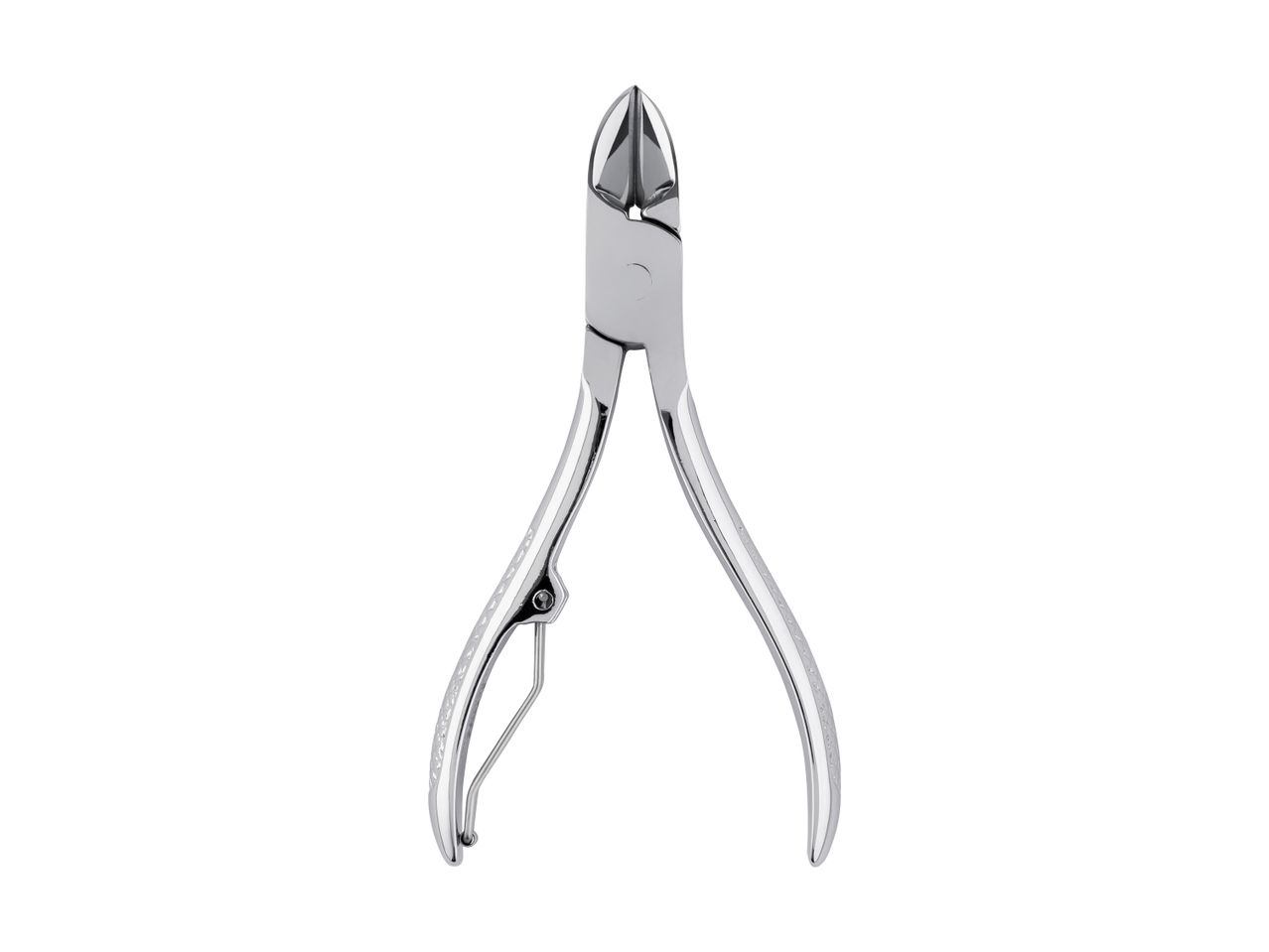 Silver cuticle nippers on a white background