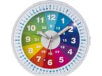 Orologio educativo colorato con numeri grandi e piccoli per imparare a leggere l'ora.